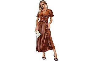 Women's V-Neck Velvet Maxi Dress for Fall Weddings