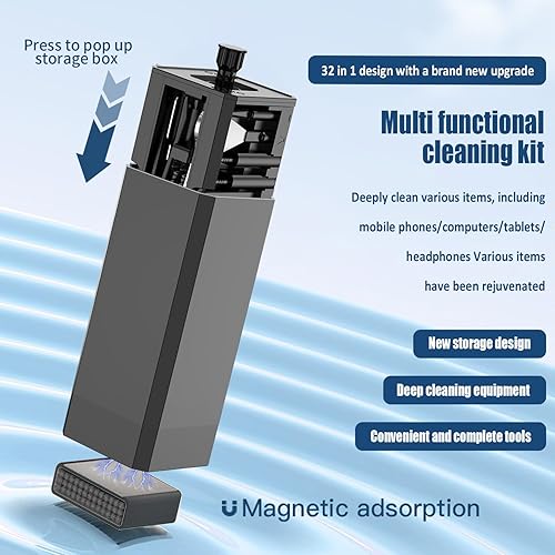 Vista 19 de Kit de limpieza de auriculares para pantalla de teléfono portátil 20 en 1, kit de limpieza de teclado, kit de limpieza de teclado con cepillo