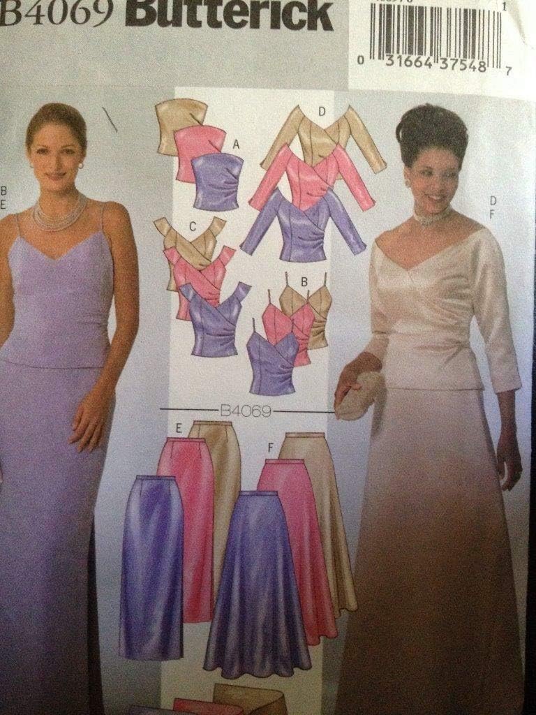 Amazon.com: Butterick PATTERN B4069 MISSES TOP SKIRT AND STOLE SIZE 6 ...