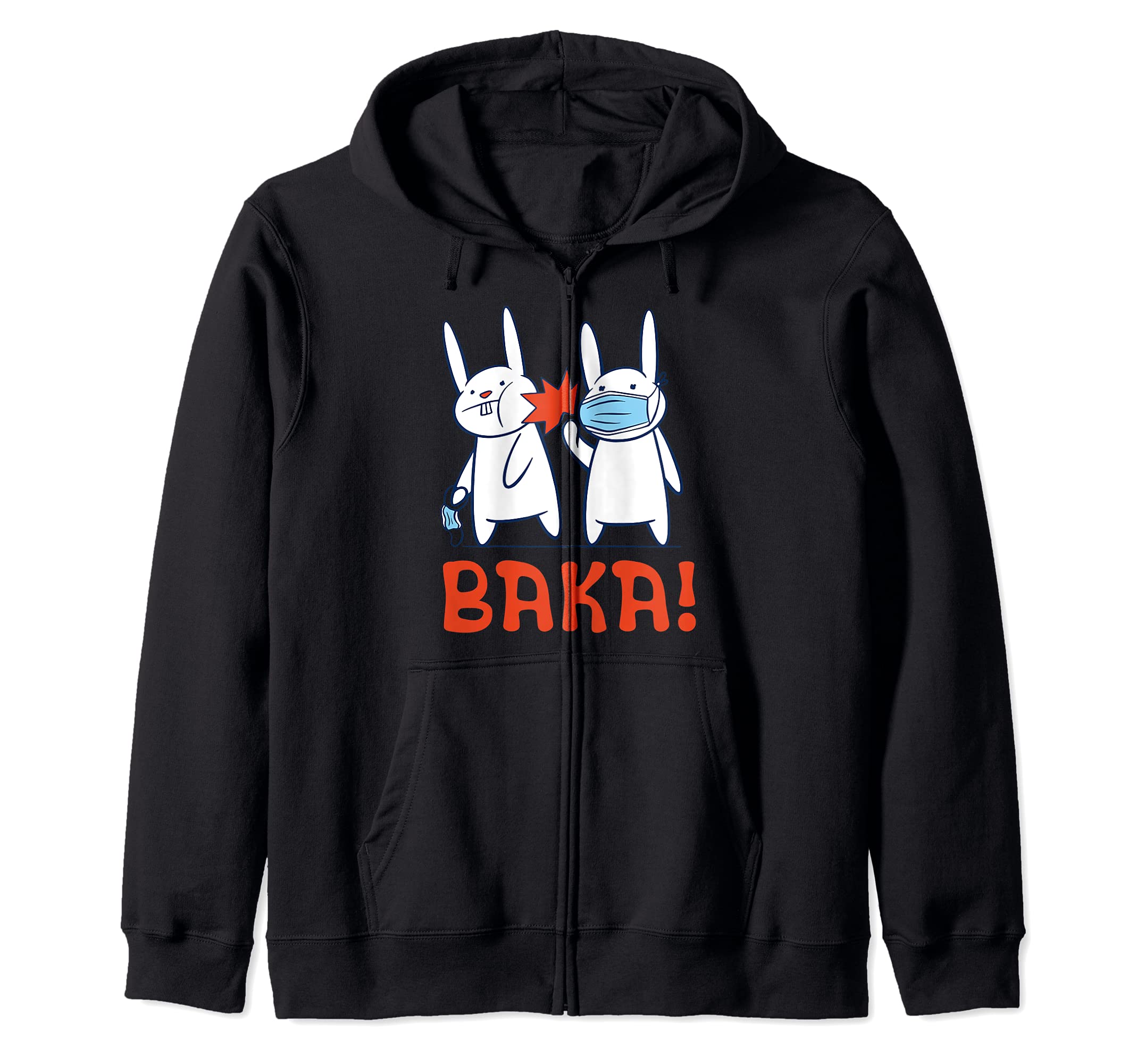 Baka Rabbit Slap Face Mask - Baka Japanese Zip Hoodie