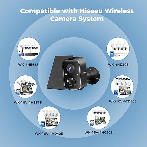 Miniatura 7 de Hiseeu Cámaras de seguridad solares para exteriores, Wi-Fi, 3K, 4MP, detección de movimiento PIRAI, impermeable, visión nocturna a color, audio de 2