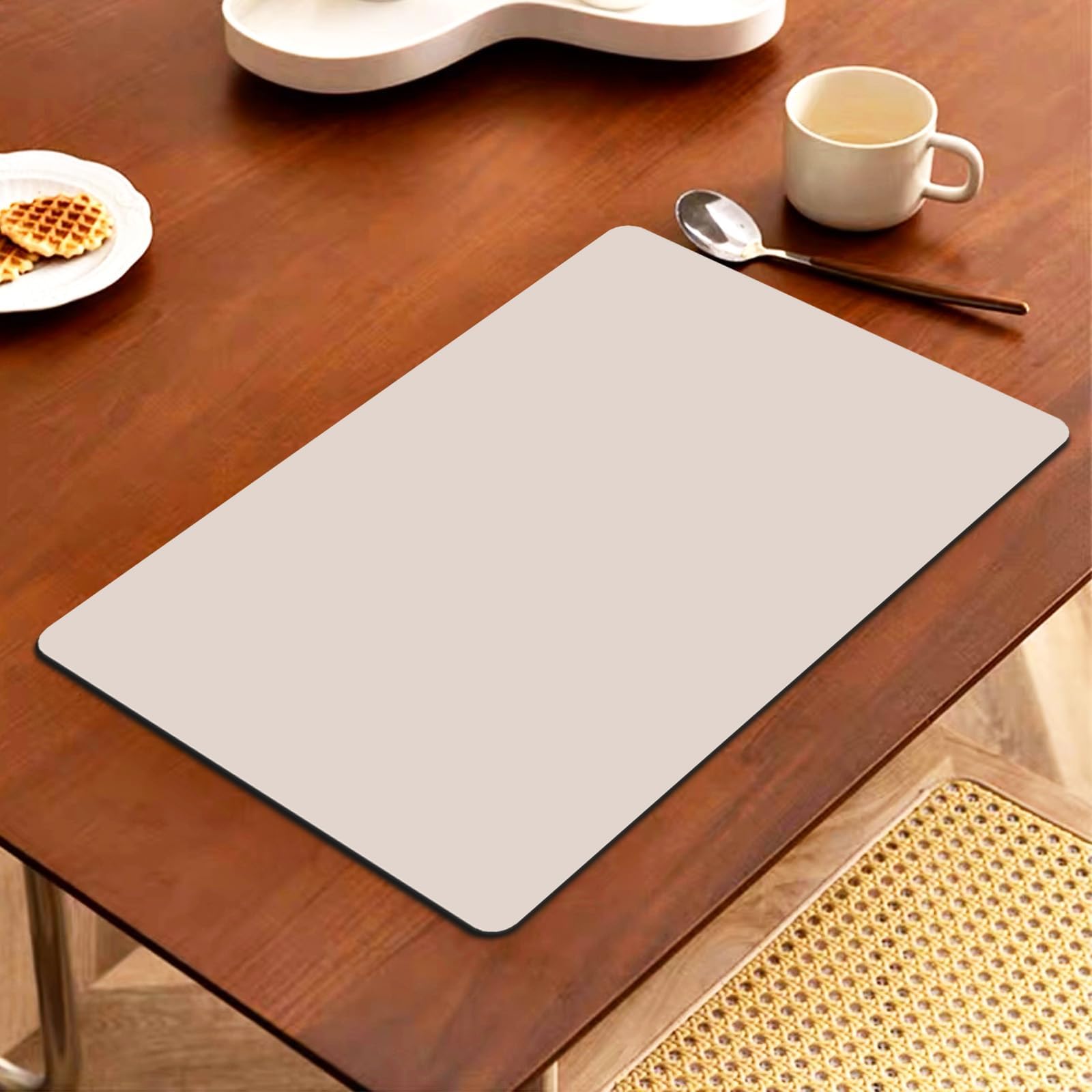 Coffee Mat,Dish Drying Mat for Kitchen Counter,24"x16"Super Absorbent Hide Stain Dish Drying Pad with Non-slip Rubber Backed,Stain Hiding Bar Mat (Light Grey)