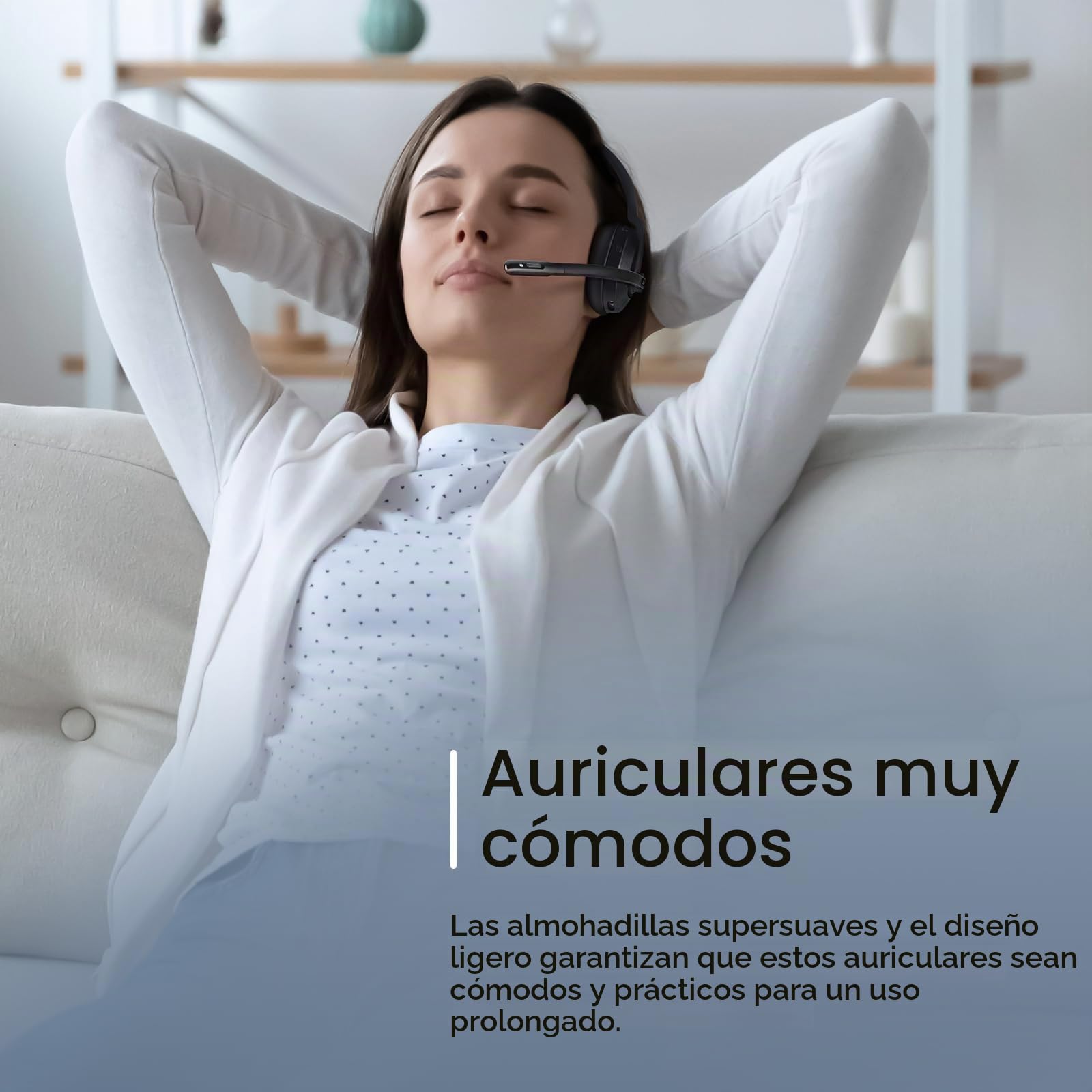 EKSA H5SE Auriculares Bluetooth con Micrófono 45 Tiempo de Reproducción Auriculares Inalambricos PC, Cascos con AI Micrófono Cancelación Comerciales para Oficina/Hogar