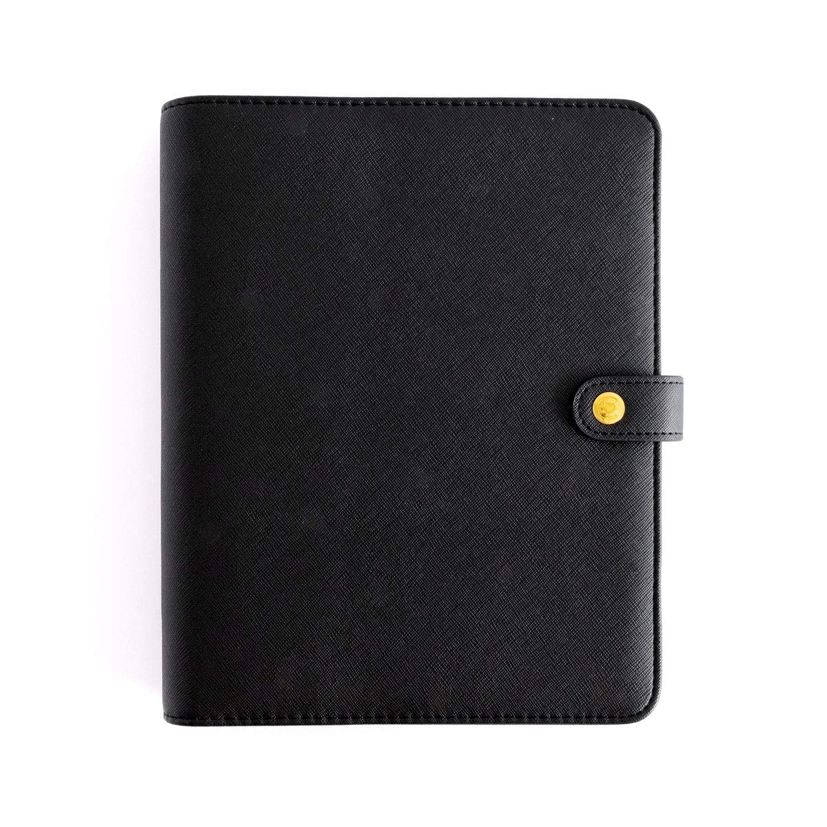 CHARUCA | Agenda ad anelli senza data con confezione di ricambio per agenda senza data+note + blocco note - carta A5 120 g, dimensioni 22 x 16 cm (BLACK)