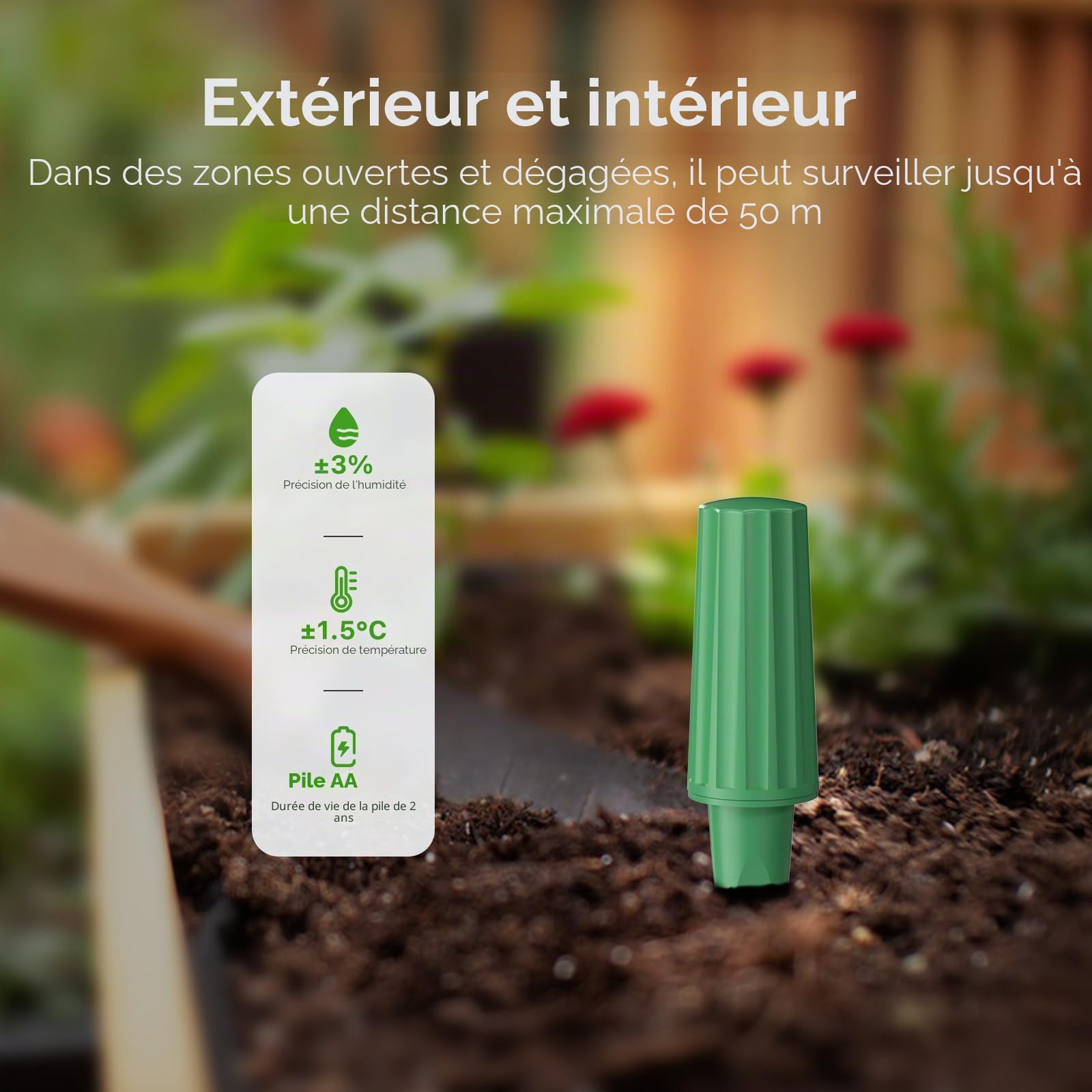 Capteur d'humidité du sol intelligent THIRDREALITY Génération 2, Pack de 3, Nécessite un hub Zigbee, Stabilité du signal améliorée, Surveillance capacitive de l'humidité, Pour la plantation de jardin