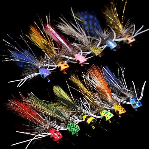 Miniatura 6 de Popper-Flies-para-mosca-Pesca-Topwater-Panfish-Bluegill-Bass-Poppers Moscas Bugs Señuelos