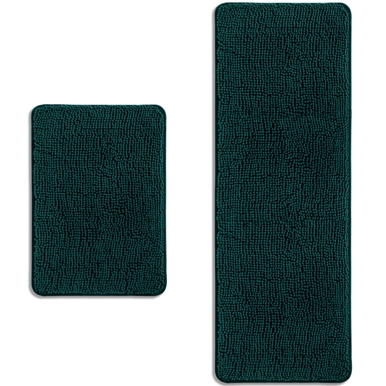PureSwan Bathroom Rugs Sets 2 Piece – Absorbent and Washable Bath Mat, Non-Slip, Thick Soft Chenille Bath Rugs for Bathroom Floor, Shower, Sink(17" x