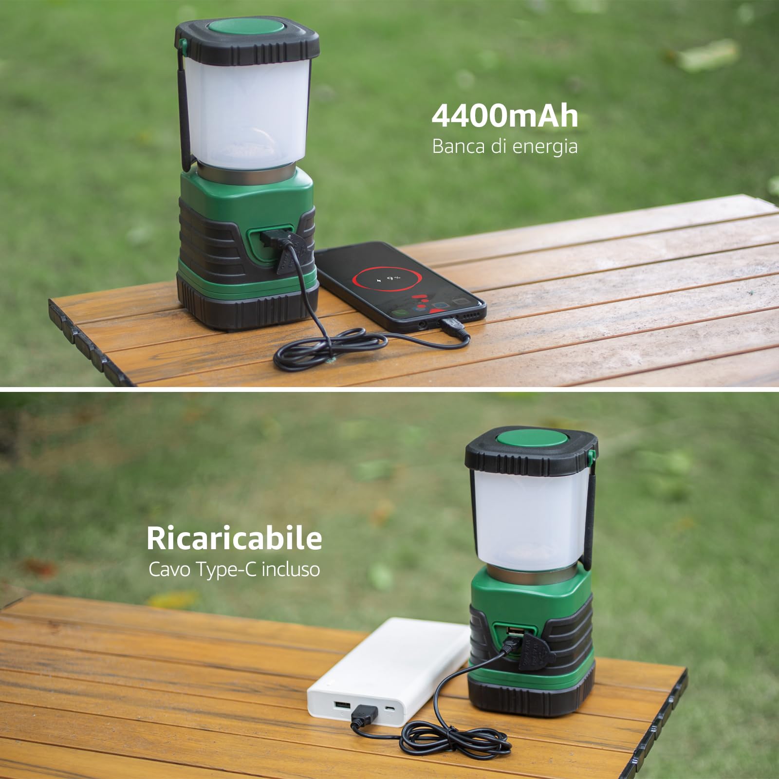 Lepro Lampada LED da Campeggio Ricaricabile, Lanterna da Campeggio Portatile Impermeabile, 4 Modalità Dimmerabili, LED Luce Esterna per Campeggio, Escursionismo, Pesca, Emergenza, Tenda (Pacco da 2)