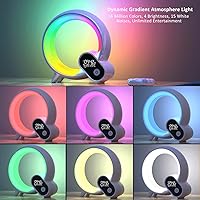 Vista 7 de Luz de despertador, reloj despertador inteligente para niños y bebés, máquina de sonido con 15 sonidos relajantes, altavoz Bluetooth, luz nocturna