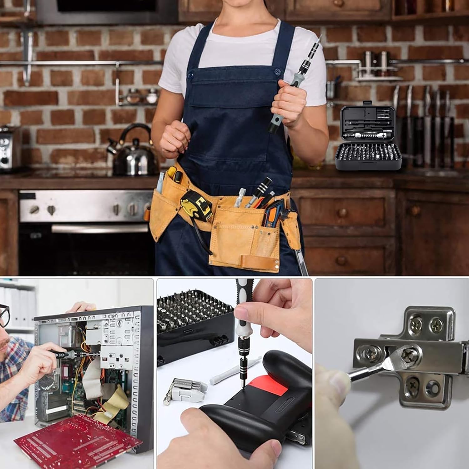 Juego de destornilladores – Juego de puntas de destornillador de precisión, mini hexagonal Phillips Torx ranuradas con caja de herramientas, ideal para electrónica, laptop, iPhone, joyeros y
