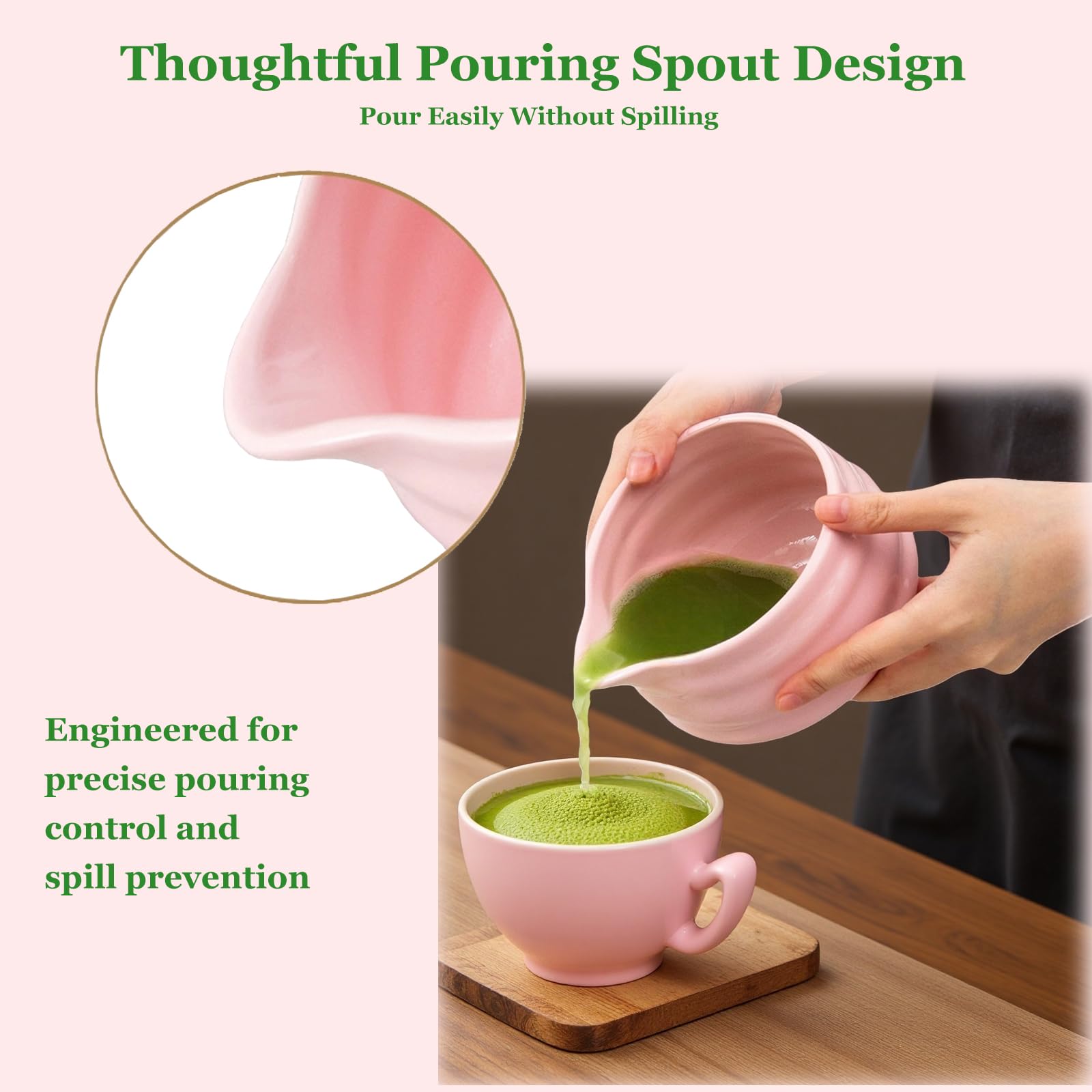 Matcha Set 9-Teiliges, Matcha Set Rosa mit Matcha Besen,Chasen,Matcha Schale,2 Matcha Tasse,Sieb,Löffel, Keramikschaufelständer,Teetuch aus Baumwolle Macha Tea Set Für Matcha-Liebhaber