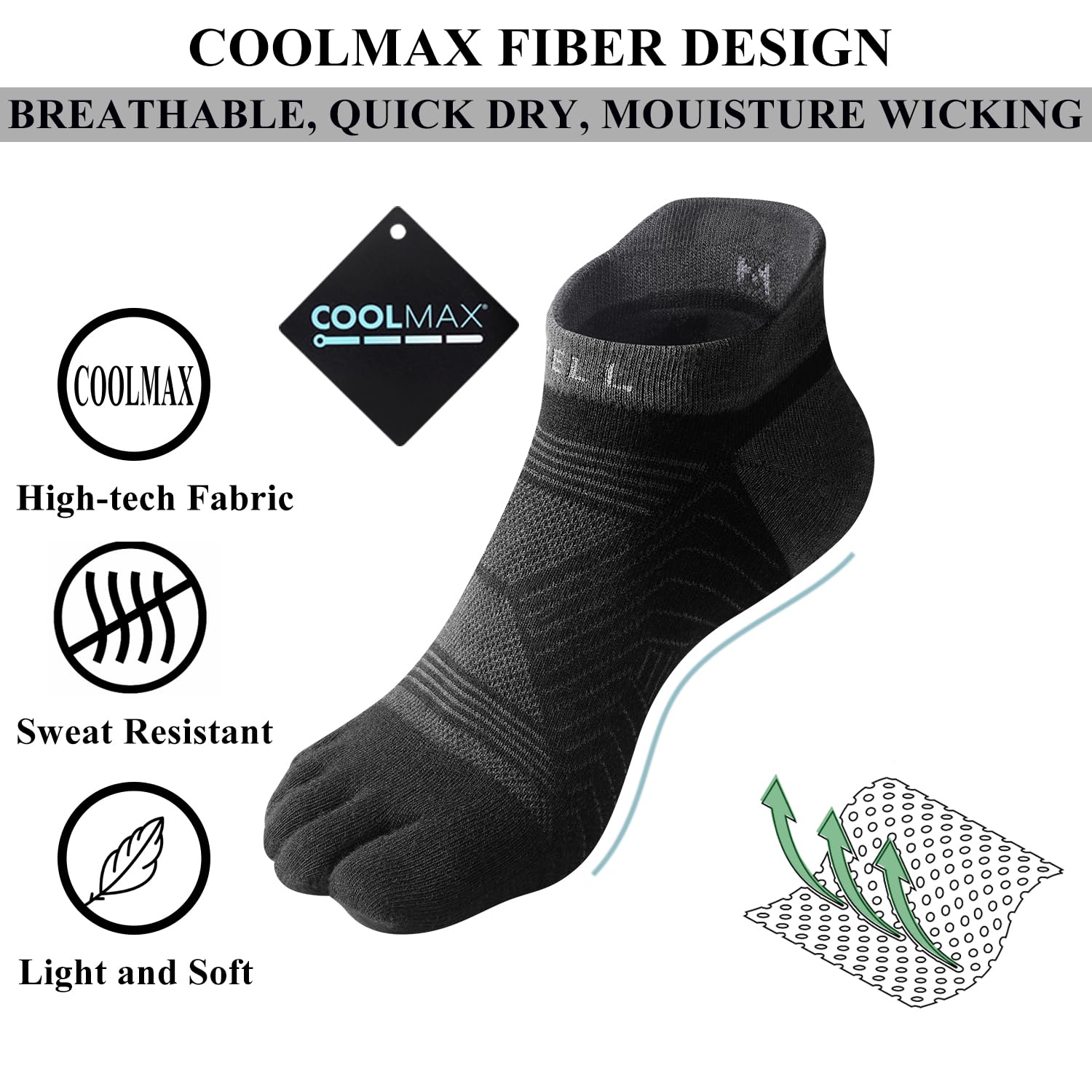 VWELL 3ts Calcetines con dedos Unisex adulto