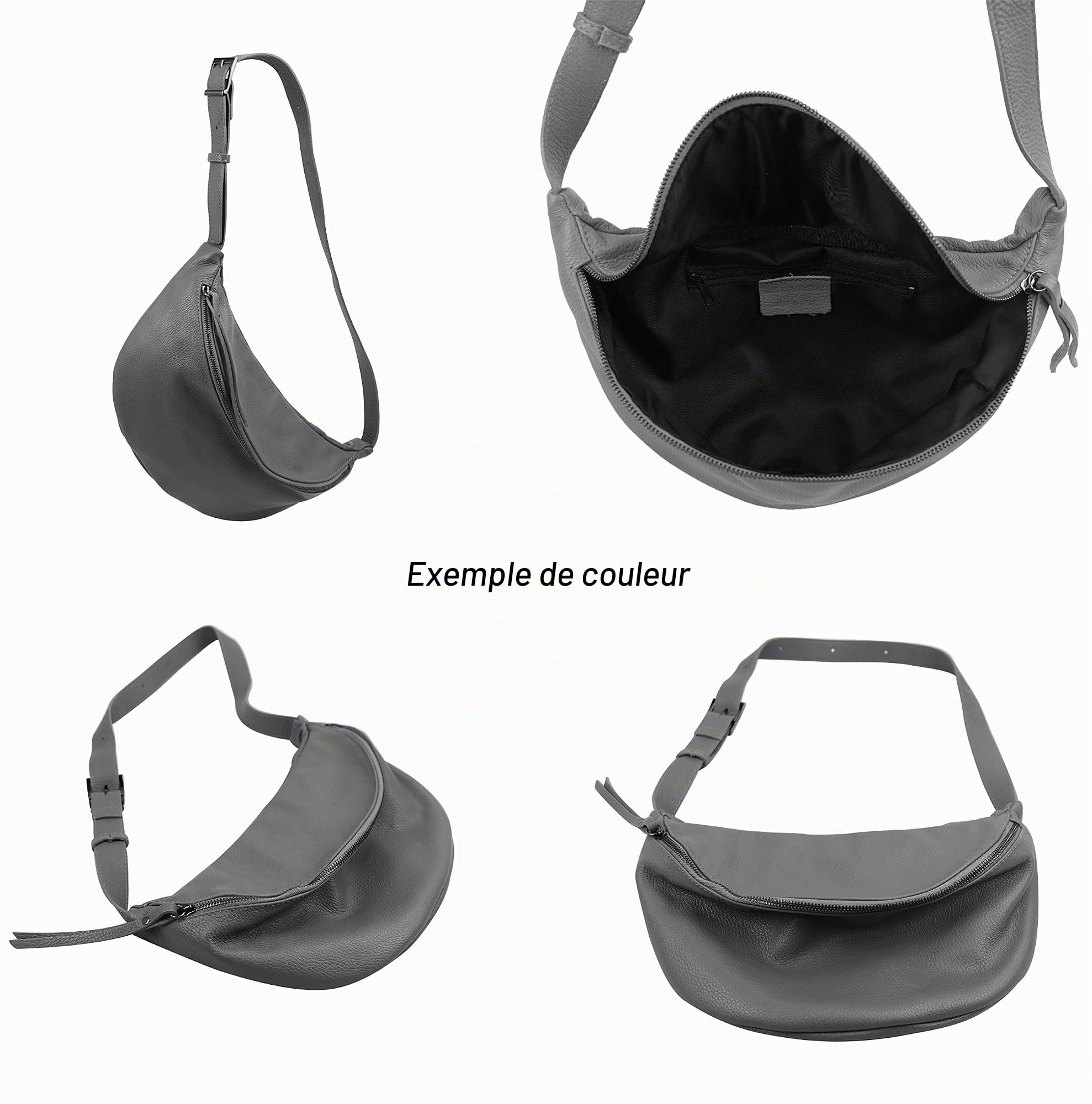 SH Leder Fania G697 Sac de Poitrine Unisexe en Cuir véritable pour Festival, Voyage, Taille Moyenne, 37 x 21 cm
