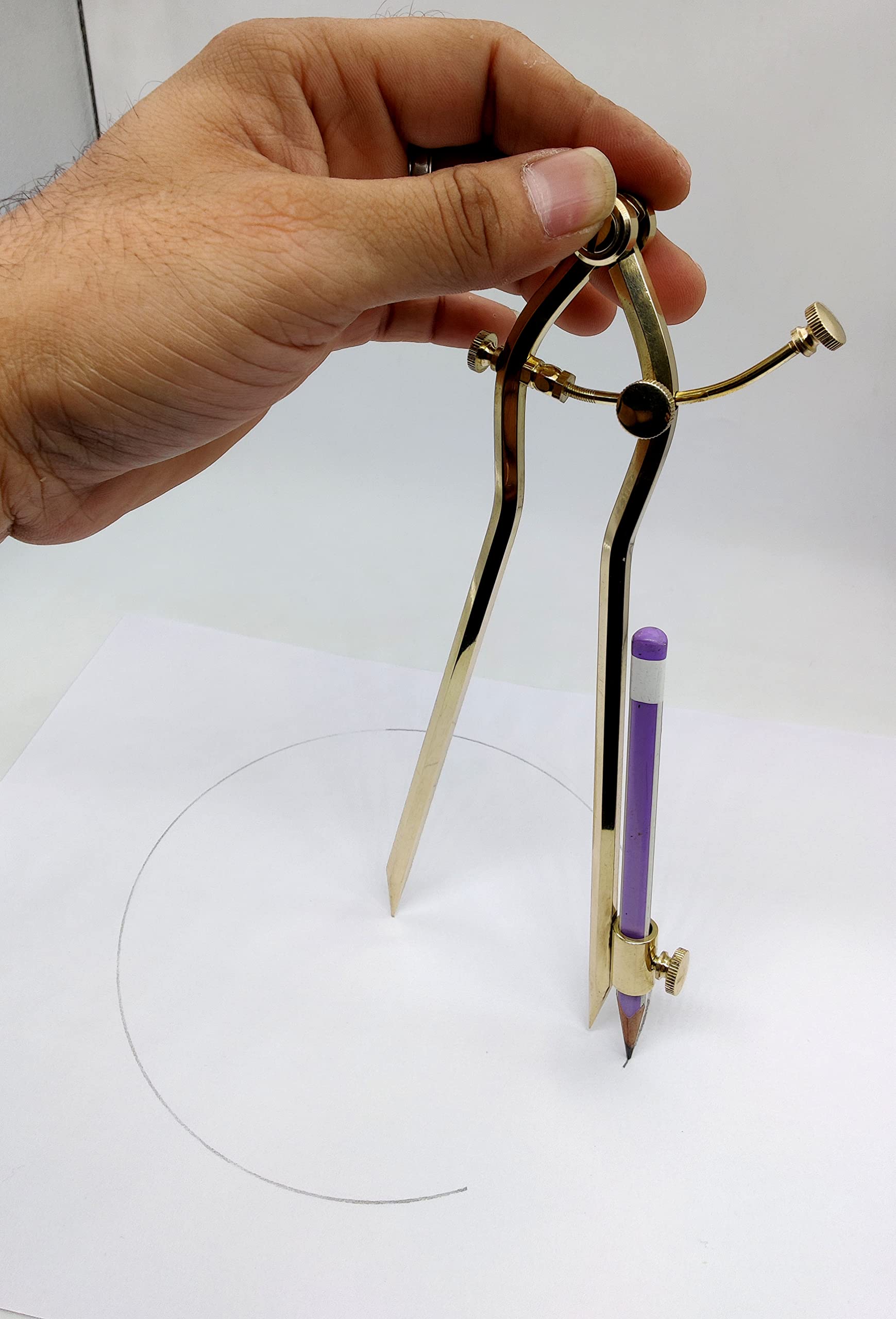 5MoonSun5 Divisor de ala grande para hacer brújula de cuero para marcar lápiz, ideal para dibujar círculos, trazar madera, dibujo, trazado de mapas, punta de acero con cubierta de cuero de 8 pulgadas