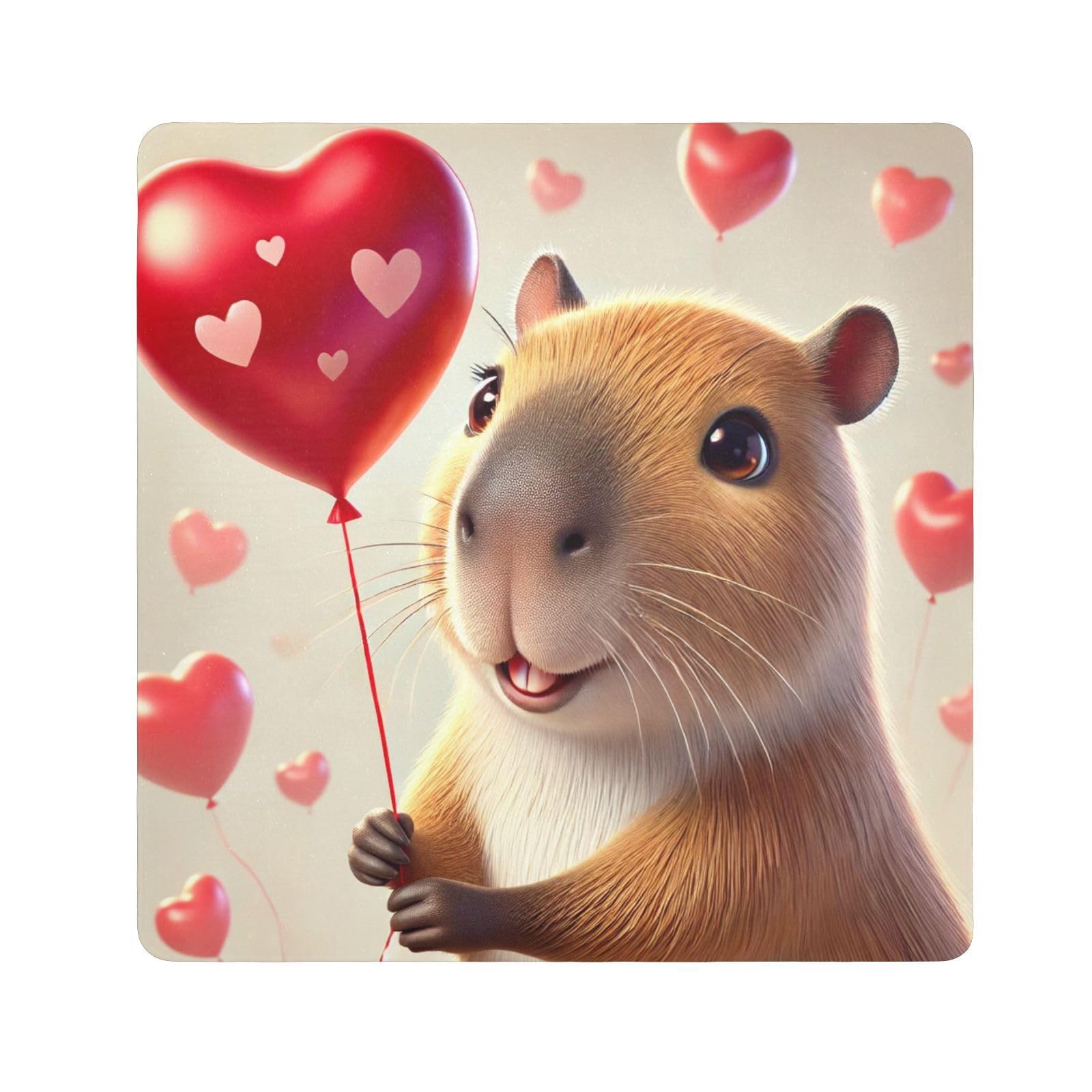 Joko Ivery Capybara Valentines Balloon Heart Self-adhesive Cloth 17.7