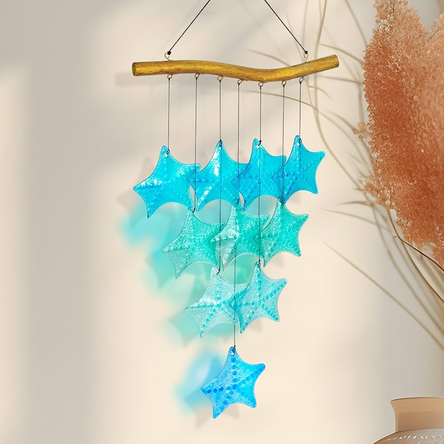 吊るし飾り シーグラス 風鈴 マクラメ Amazon.co.jp: ブルーヒトデ シーグラス 風鈴 - メモリアル