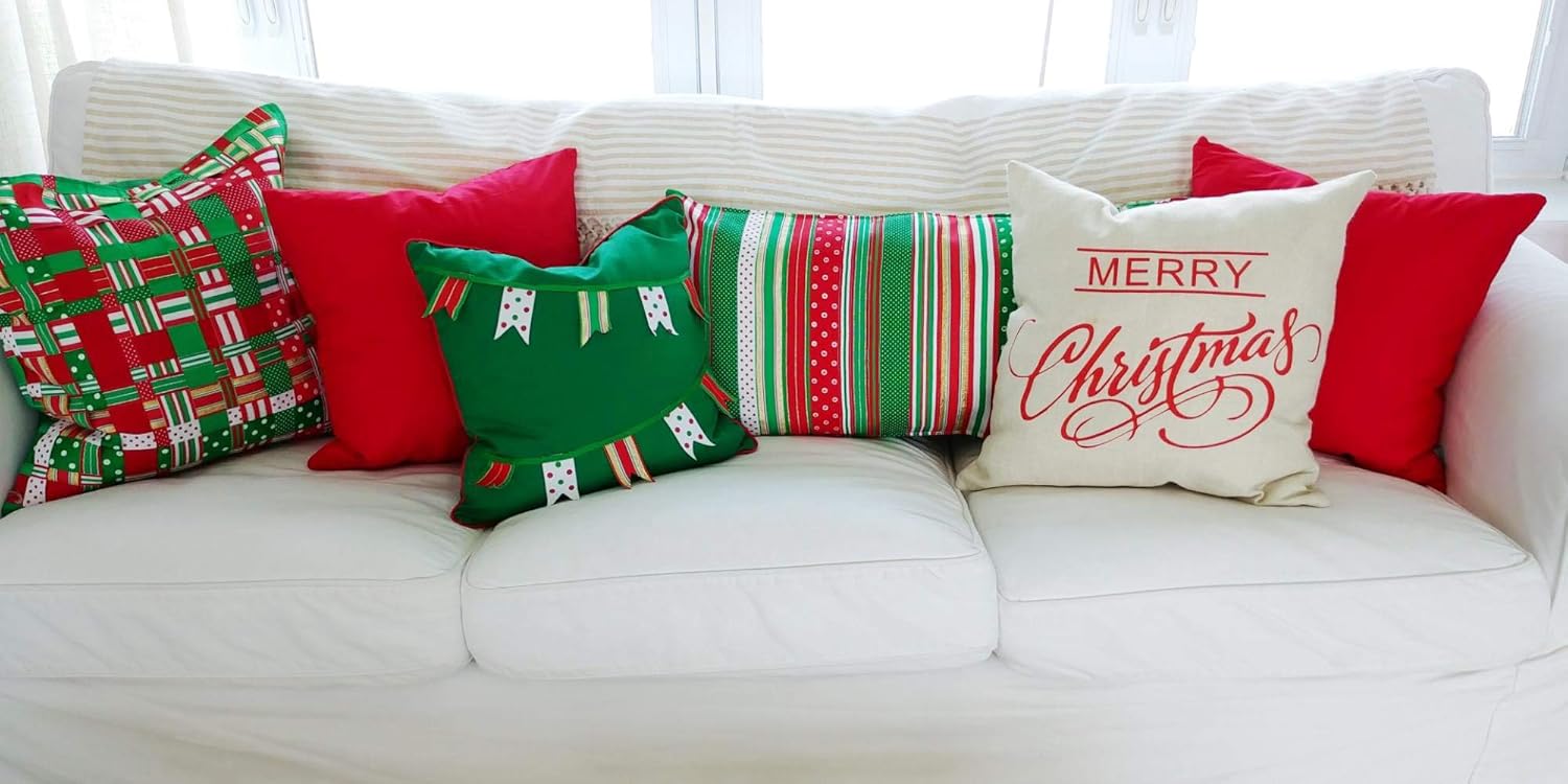 4-Pack Cotton Solid Decorative Throw Pillow Case Square Cushion Cover Pillowcase (Cover Only,No Insert)(18x18 inch/ 45x45cm,Red) : Home & Kitchen