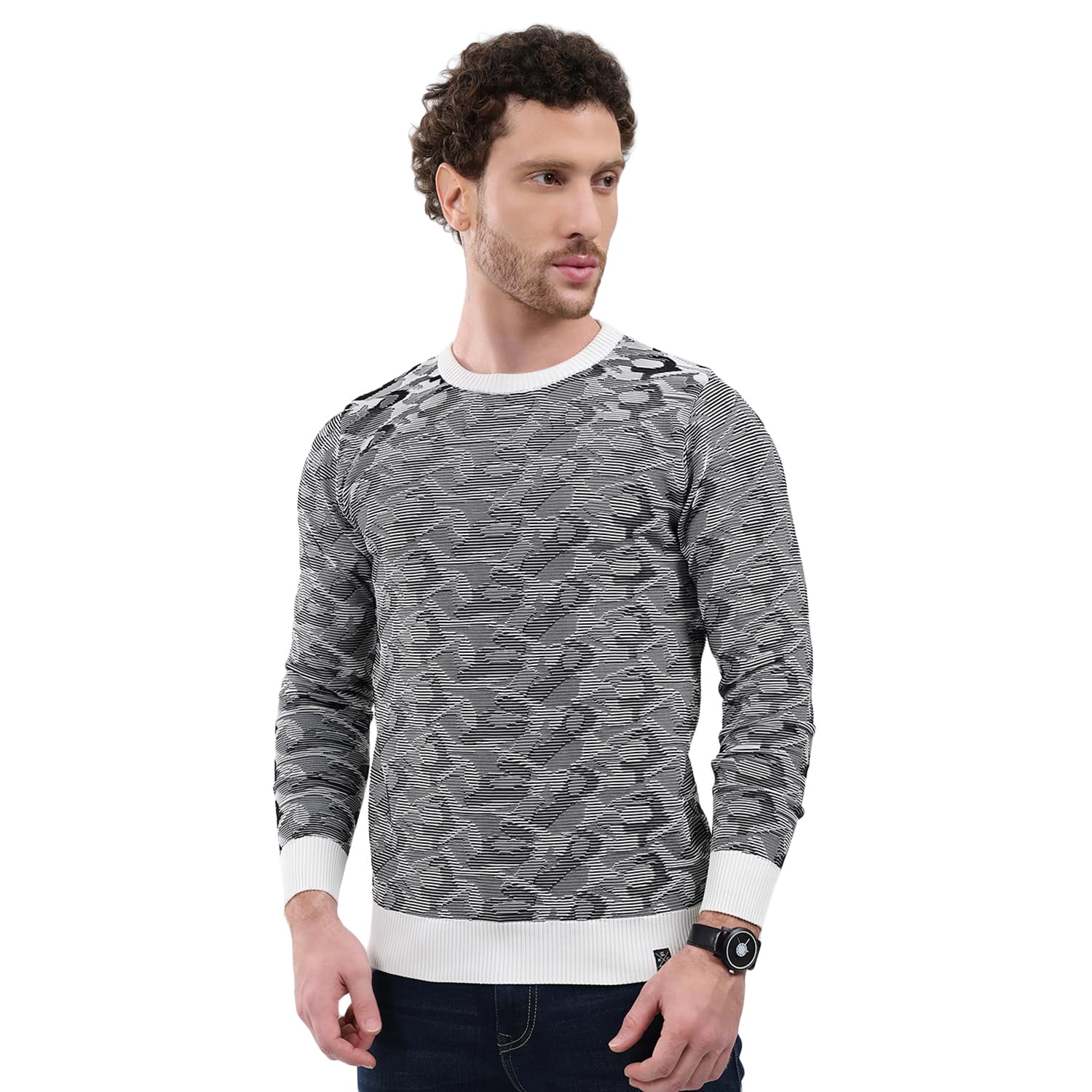 monte carlo Men Regular Fit Round Neck Self Designed Pull On Closure Full Sleeve Pullover | Warm Winter Knitwear | Cozy Casual Layering | Stylish Sweater Outfit | Winter Pullover for Men's-picture-31
