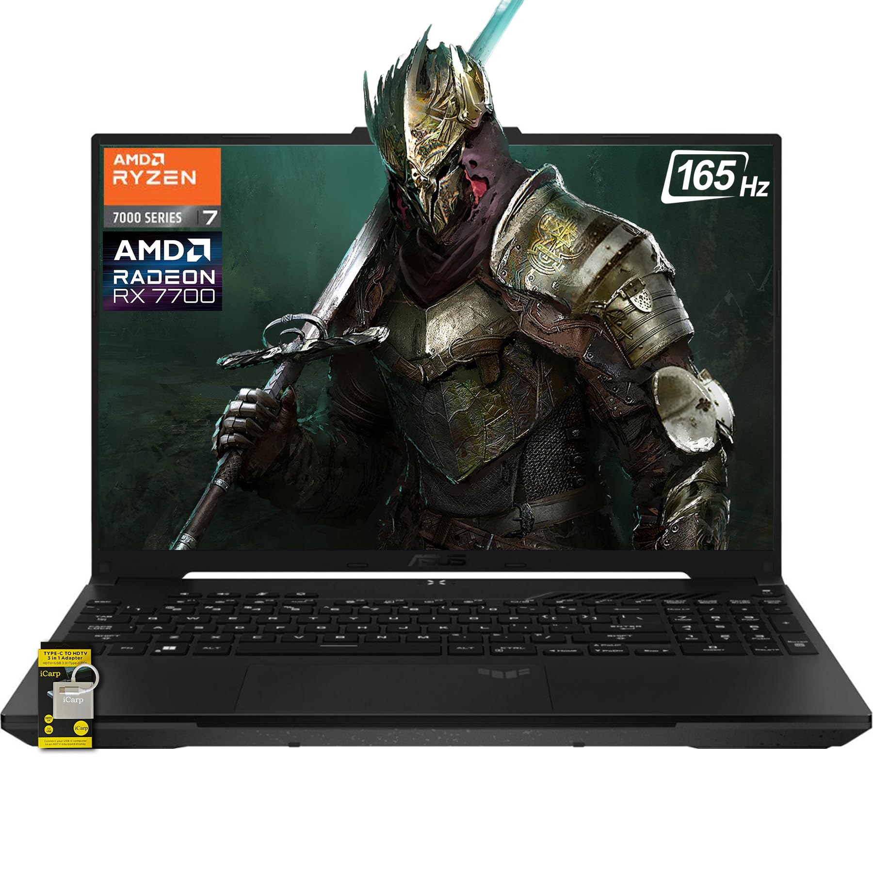 ASUS TUF Gaming A16 Laptop 16" WUXGA 165Hz 7ms 100% sRGB AMD Octa-core Ryzen 7 7735HS 32GB RAM 1TB SSD AMD Radeon RX 7700S 8GB (>RTX4060) Backlit