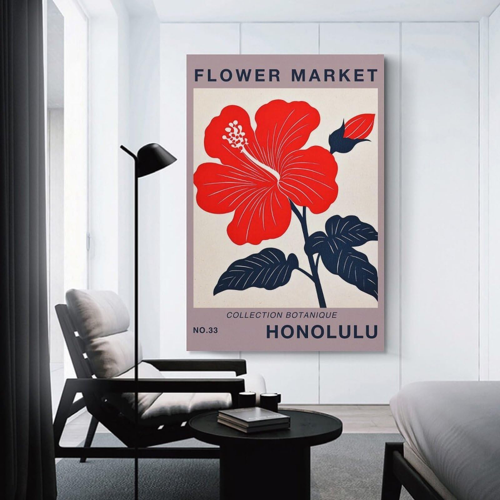 Junmoney Unframe-Style-2 Honolulu Flower Market Poster Canvas Wall Art 24X36inch(60X90cm), For Workspace Walls, Study Corners Or Bedrooms, Wall Art That Adds Style To Work Areas