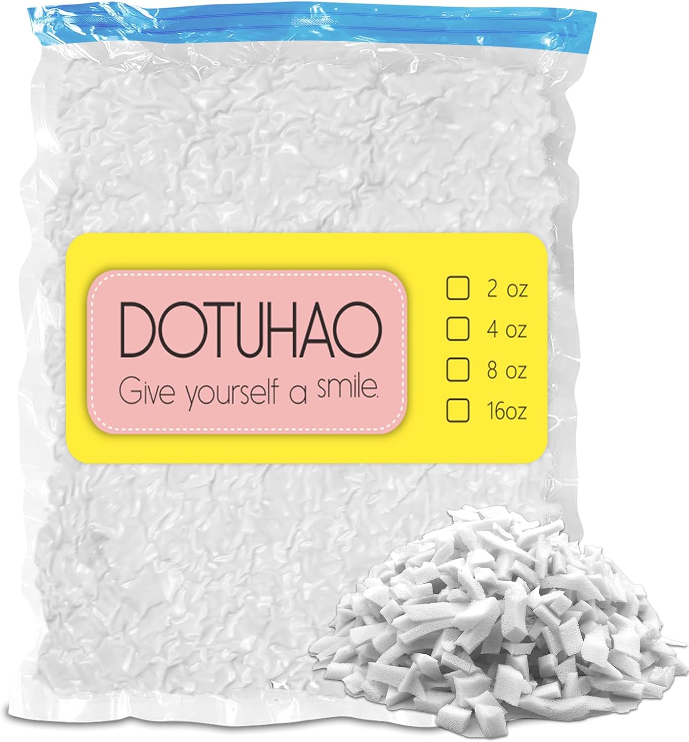 Bean Bag Filler, White Shredded Memory Foam, Bean Bag Stuffing for Easy Pillow, Mattress Grade Replacement Filling for Dolls, Dog Beds and Pillows (White,1 LB)