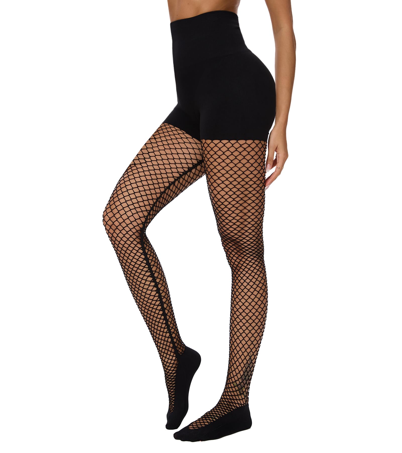 Fishnet Stockings for Women Tummy Control Tights Shapewear Leggings Shaper