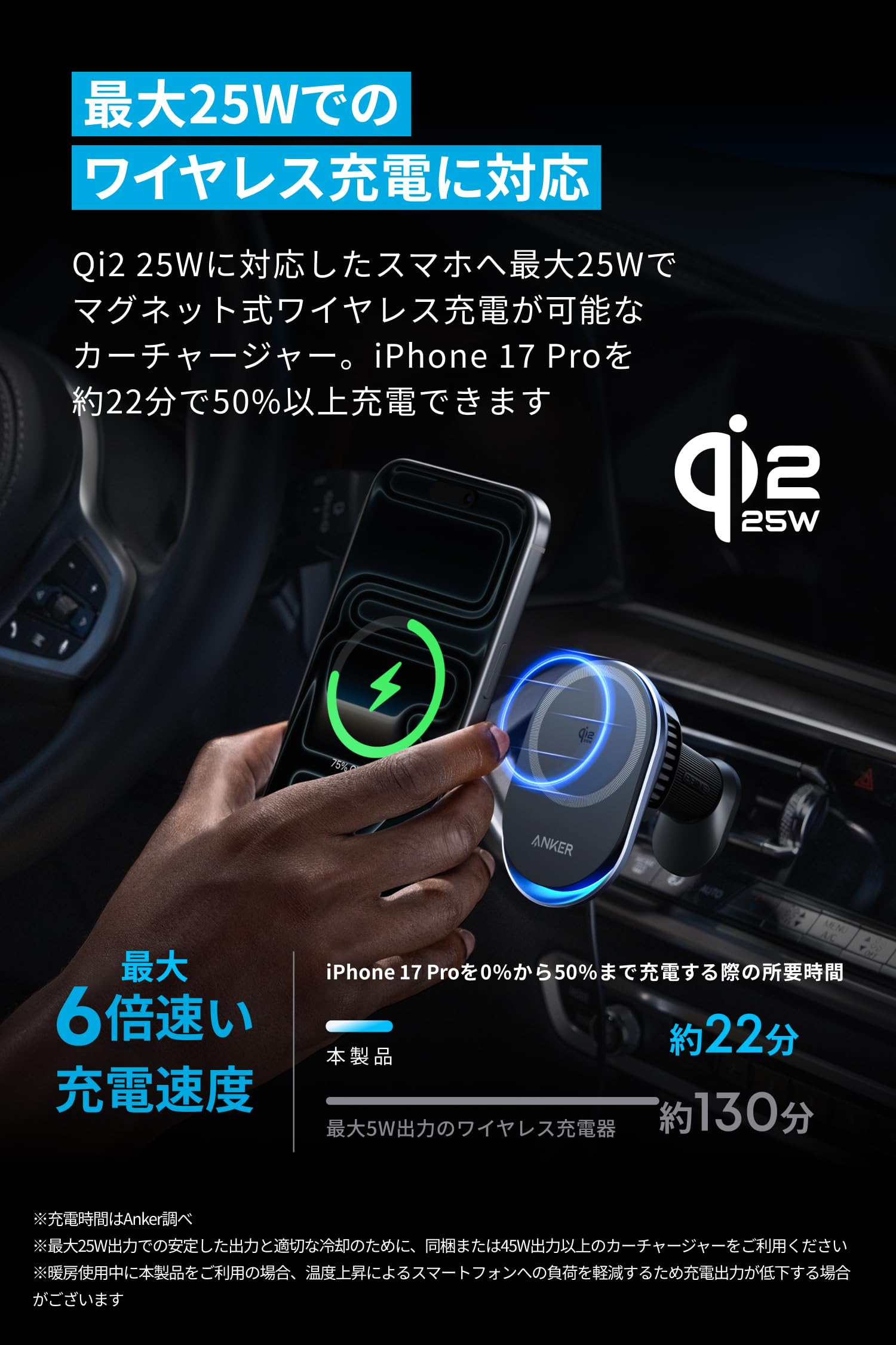 Amazon.co.jp: Anker Prime Wireless Car Charger (MagGo, AirCool