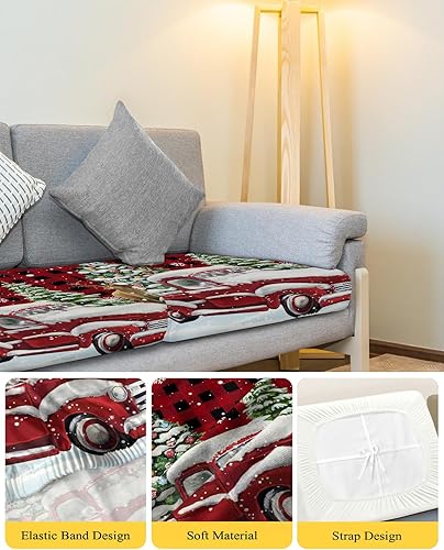 Miniatura 4 de Snowy Red Truck - Fundas de cojín elásticas para sofá, seccionalindividualLT, funda para sofá con parte inferior elástica, diseño de árbol de