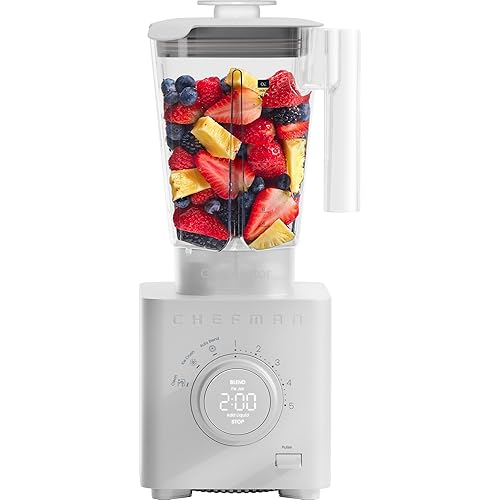 Chefman Obliterator 48 oz Countertop Blender for Smoothies, 1380W Motor to Crush Ice, Nuts, and Frozen Fruit with Stainless Steel Blade, Auto Blend Function, Includes Tamper and Scraper