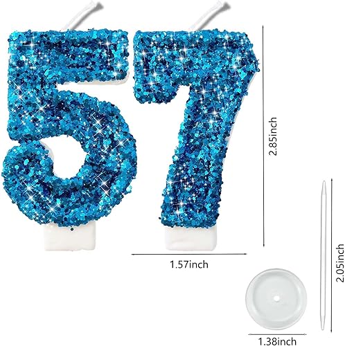 Vista 18 de Velas de números con purpurina azul y negra de 2.8 pulgadas, muchos colores, regalos de cumpleaños 58 y 85, velas de cumpleaños, velas de cumpleaños