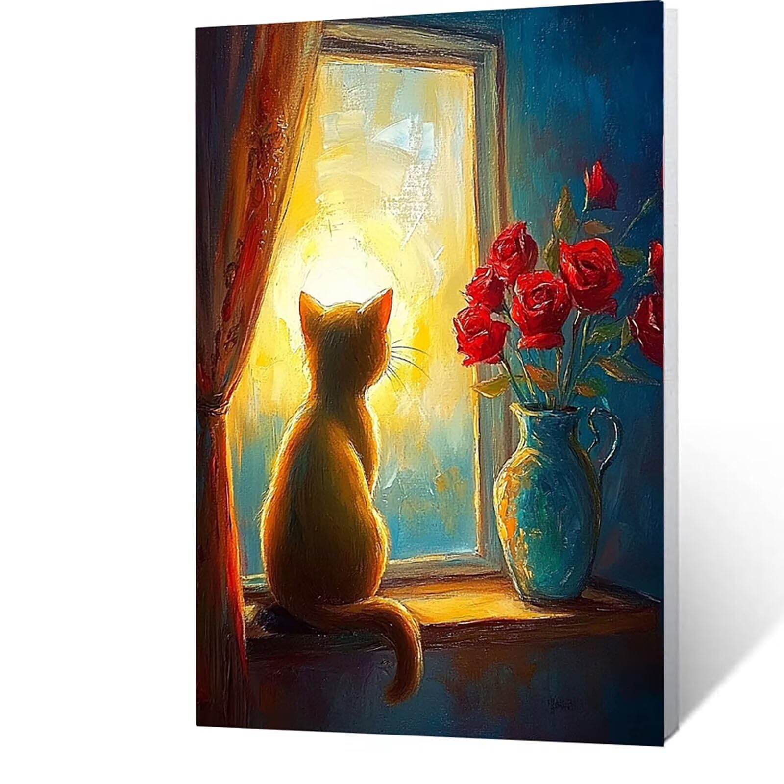 Malen Nach Zahlen Erwachsene Kinder Anfänger Blume DIY Handgemalt Ölgemälde auf Leinwand Kit für Home Deko oder Geburtstag Weihnachten Geschenk für Männer Mit Acrylfarben Pinsel Katze 90x120cm I-C-D