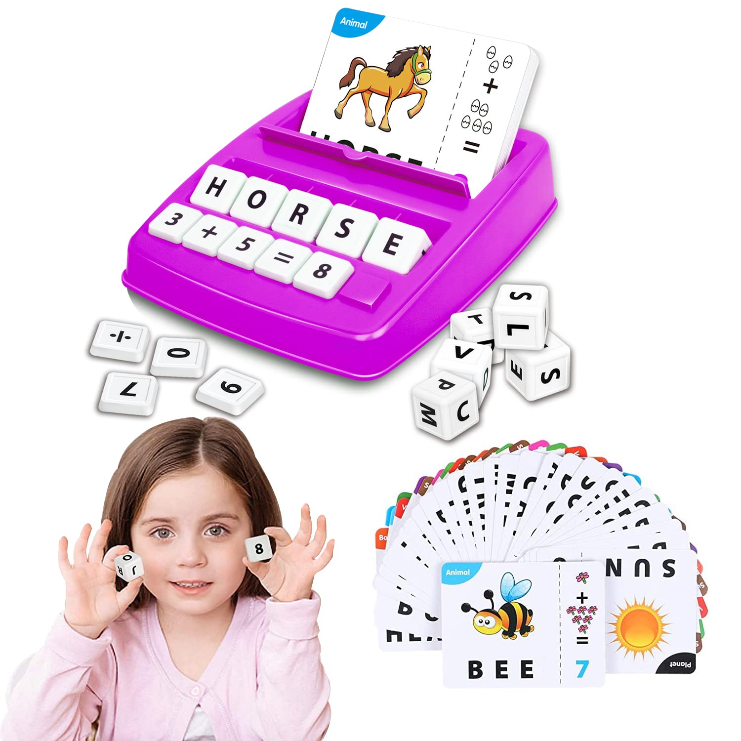 Pup Go Letter Game, Spelling Word Games, Educational Early Learning Toys for Age 3 4 5 6 7 8 Year Old Kids, Preschool Toys First Word Flash Card Gifts for Boys Girls Toddler (Purple)