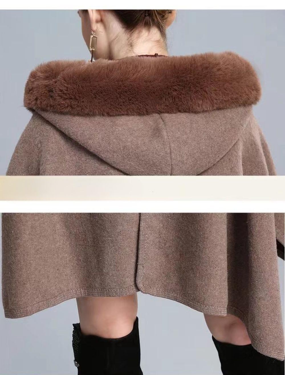 Poncho à Capuche En Fausse Fourrure Pour Femme - Manches Chauve-souris, Ouvert Devant, Chaud Et élégant | Parfait Pour L'automne Et L'hiver