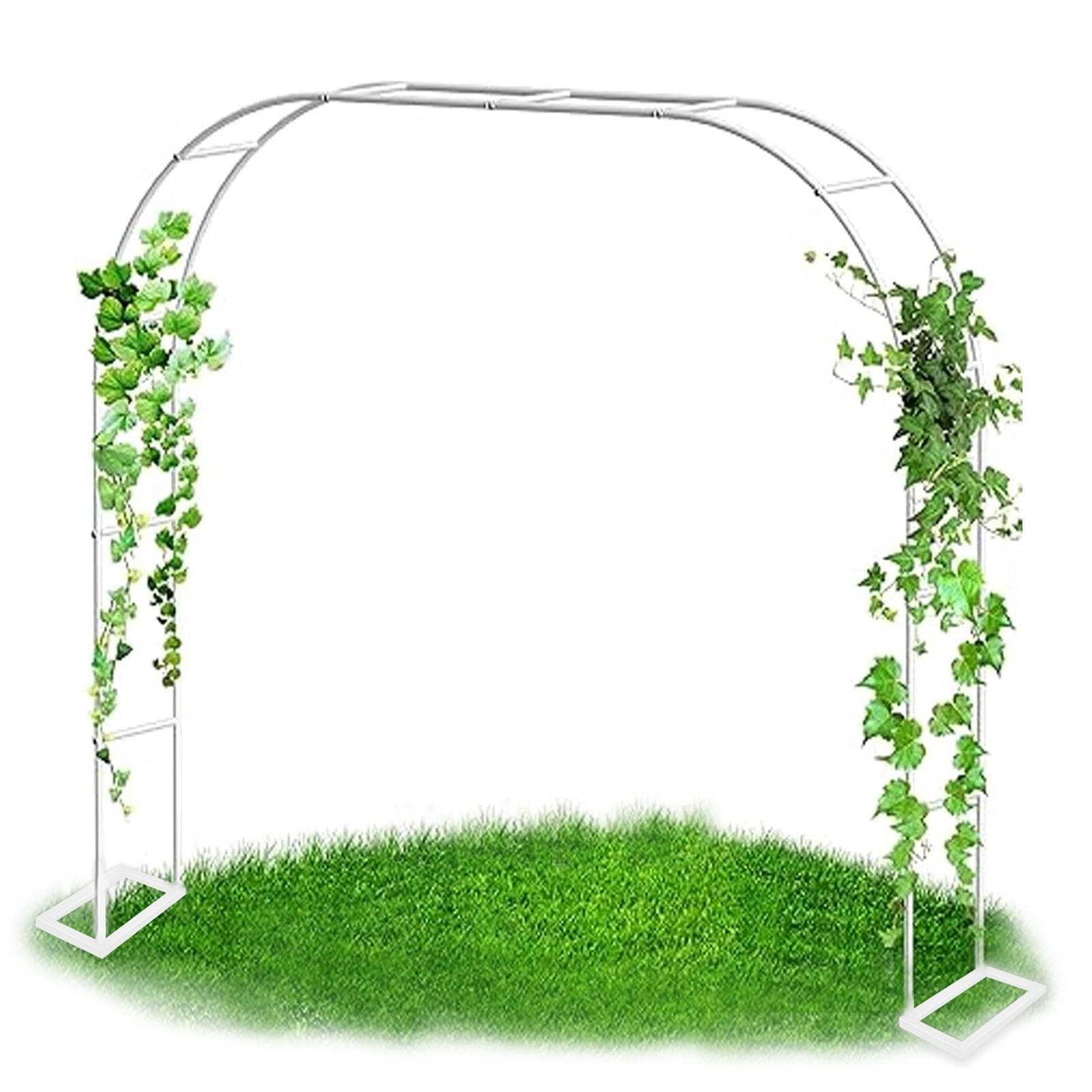 Ta biała pergola ogrodowa łuk ze stalową ramą - pergola odporna na warunki atmosferyczne, mocne łuki ślubne - łuki do wewnątrz i na zewnątrz, wsparcie dla roślin pnących