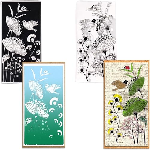 Threetols Sellos transparentes de rama para hacer tarjetas, corona redonda, sellos de goma transparente, sellos de palabras de amor de flores para