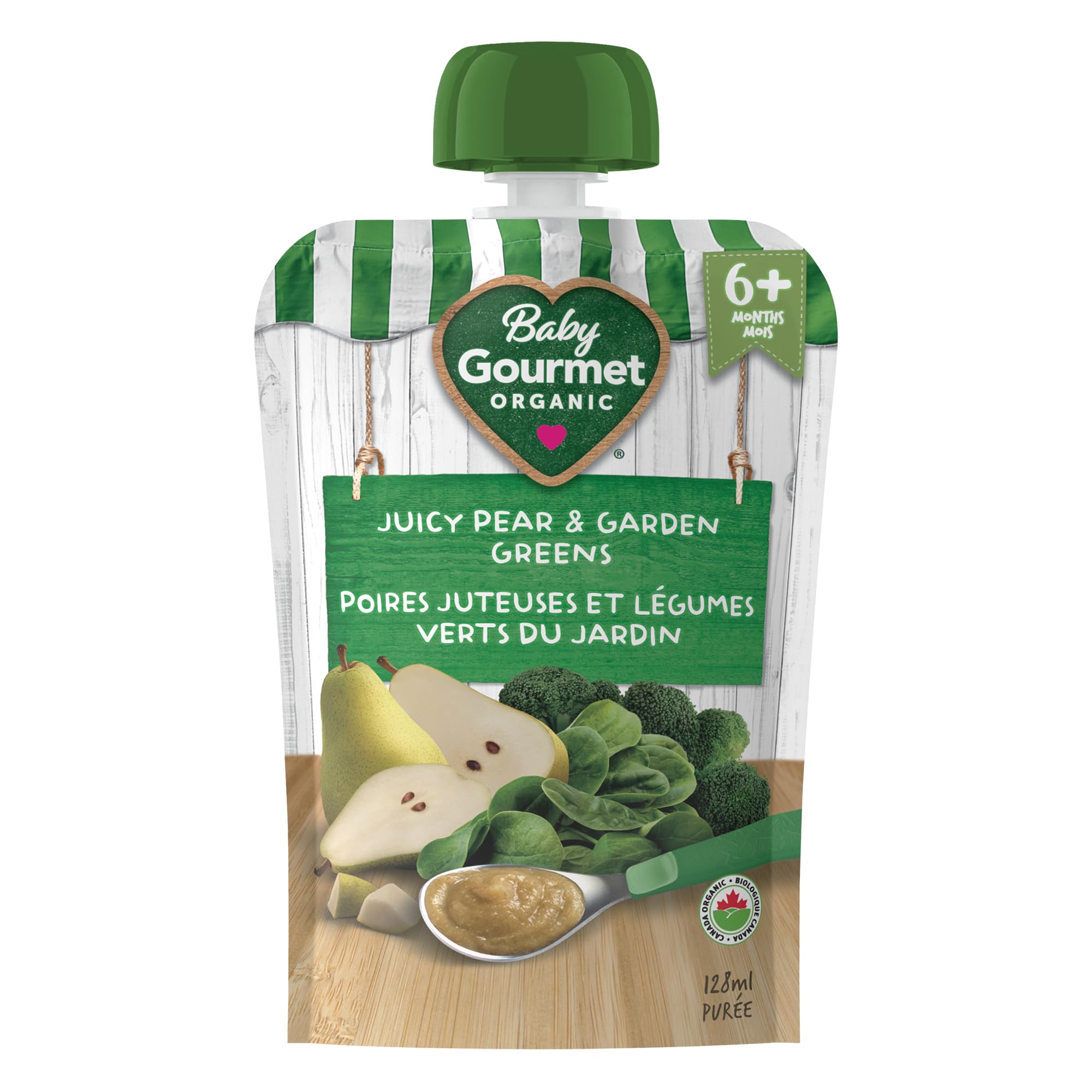 Baby Gourmet Juicy Pear & Garden Greens Purée, 12 × 128 mL Pouches | 6 Months+ | Organic Baby Food | No Added Sugar or Salt | Made in Canada - 5