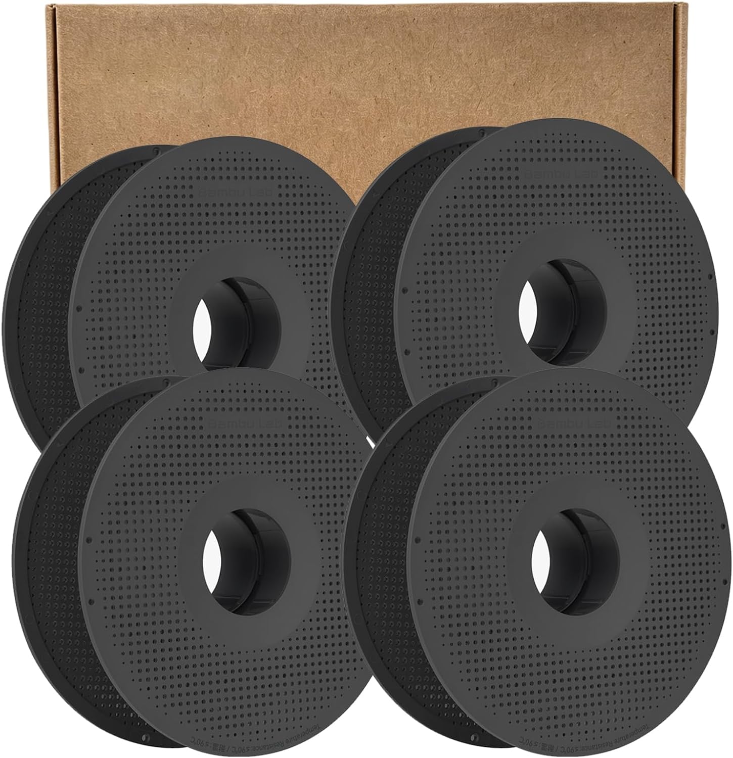 4Pack for Bambu Lab High Temp 90℃ Black Spool Holder, Reusable and Detachable，Heat-Resistant Filament Rack,3D Printer Accessories for AMS & External Spool,Stable Durable Desktop Storage Stand