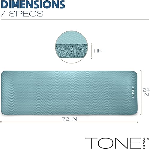 Miniatura 4 de Tone Fitness Esterilla de yoga de 1 pulgada de grosor Alfombrilla de ejercicio antideslizante de alta densidad con correa de transporte para yoga,