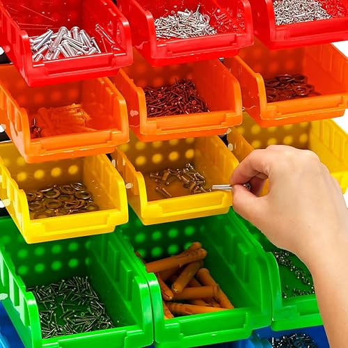 Miniatura 7 de Kit de contenedores de almacenamiento montados en la pared de 30 compartimientos, estante organizador de herramientas, organizador de herramientas