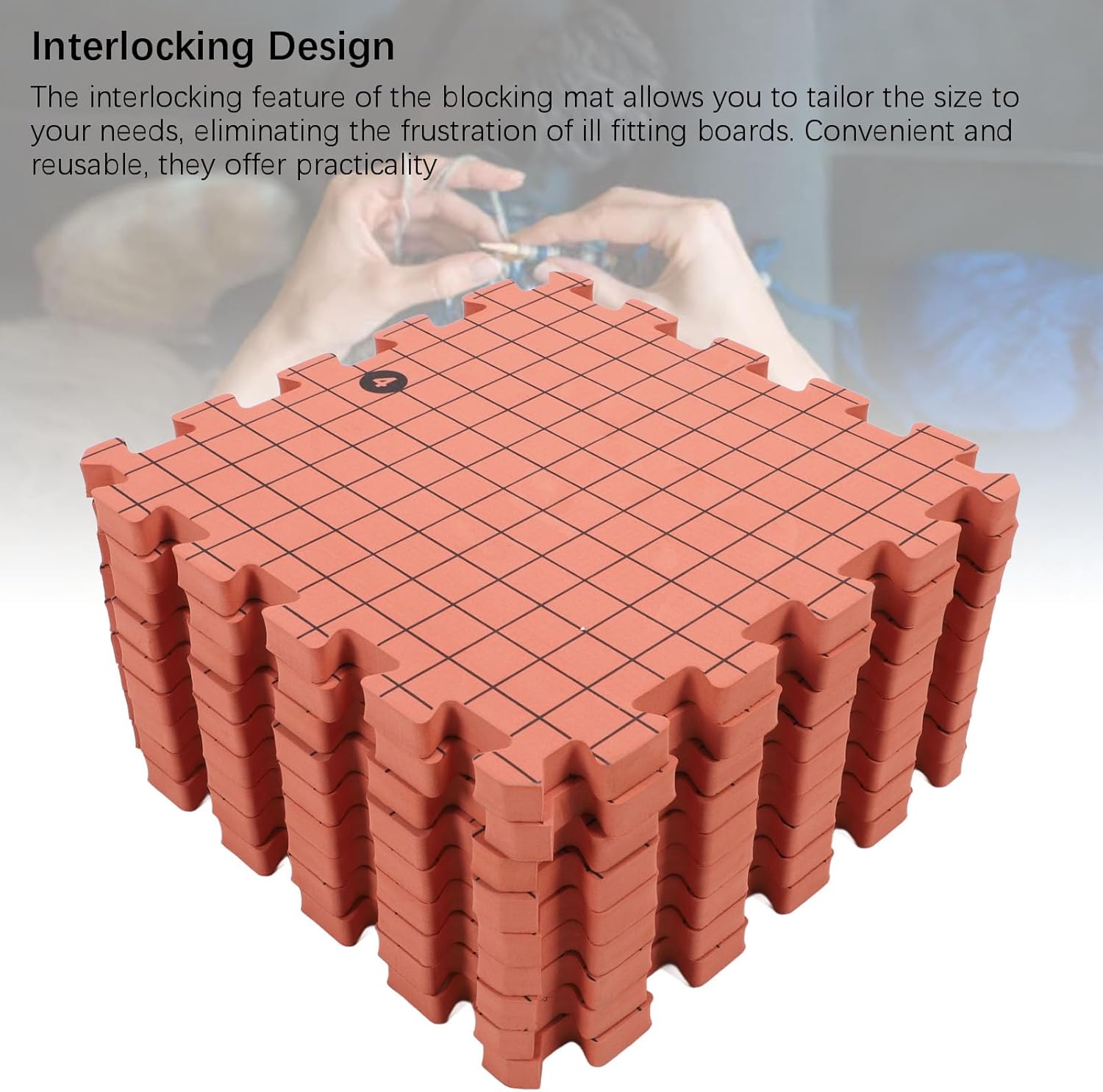 9Pcs Knit Blocking Mats, Thick Interlocking Crochet Blocking Board with Grids 50PCS T Pins for Knitting Crochet Projects