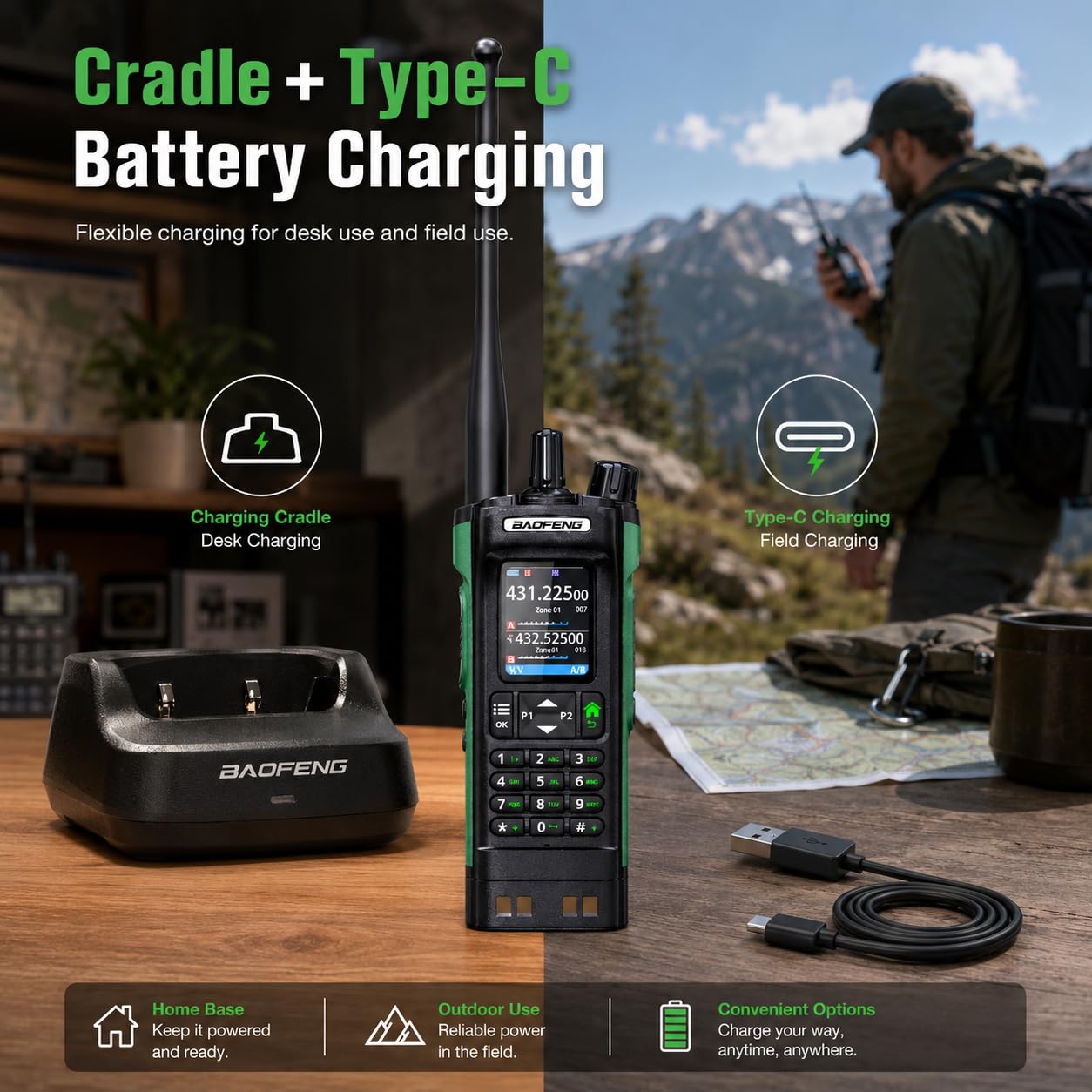 BAOFENG DM-32UV DMR Radio Walkie Talkie palmare 10W GPS APRS Dual Band, Programmazione Wireless Frequenza Tipo-C, Radio Portatile per Radioamatori