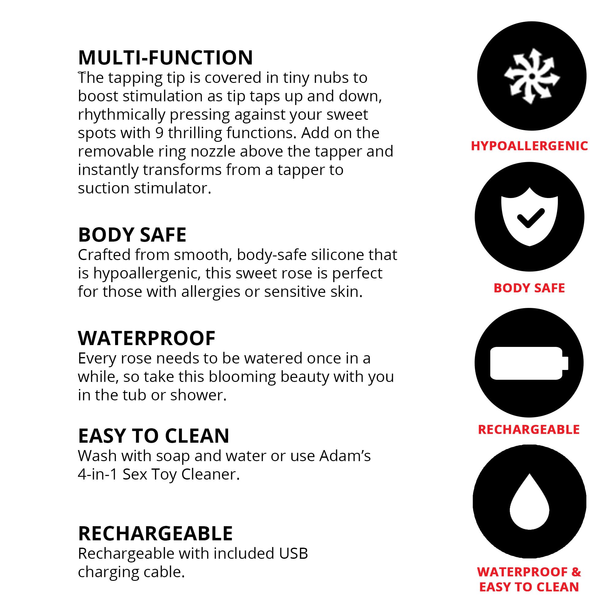 Eve's Ravishing Rose Tapping Clitoral Stimulator - by Adam & Eve