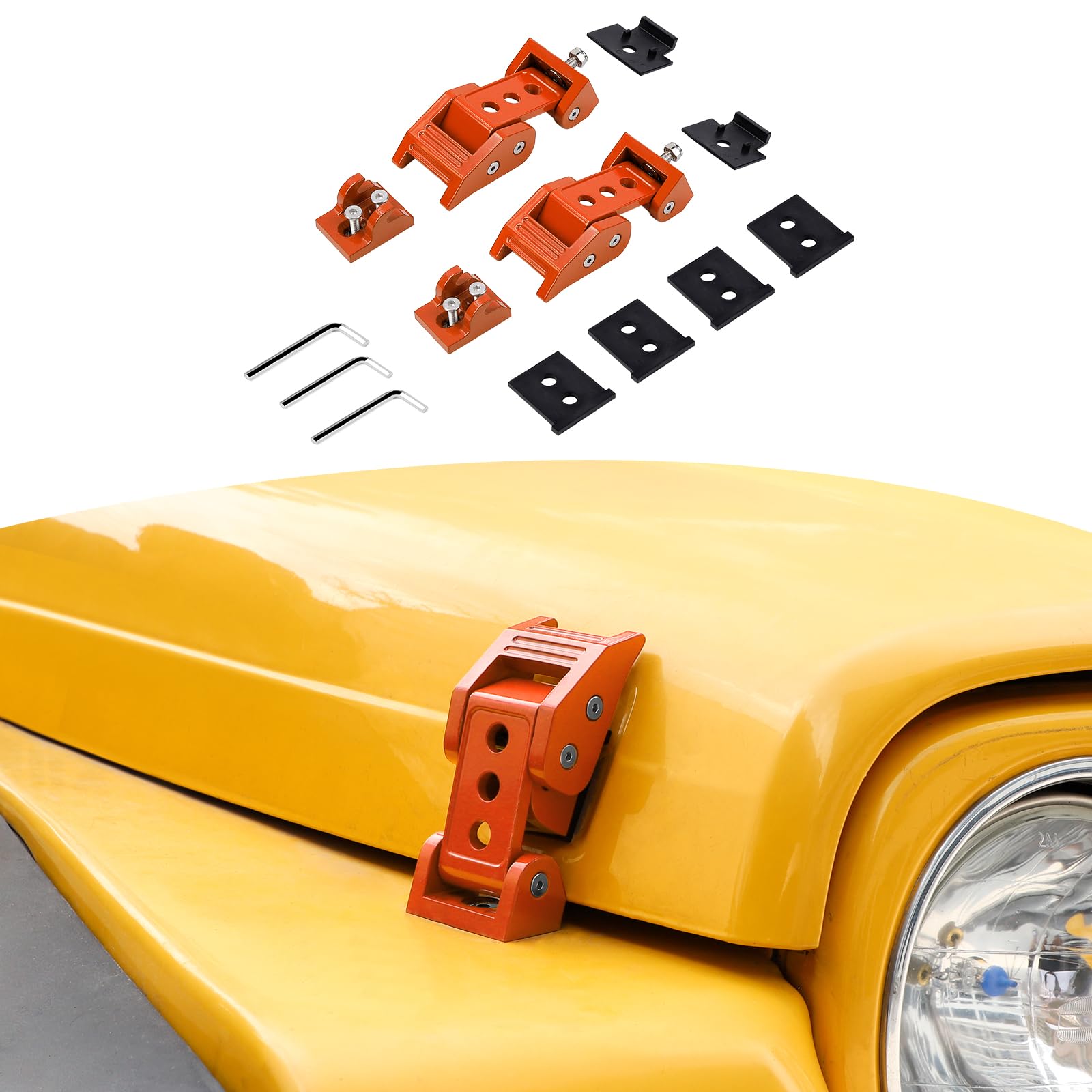 RT-TCZ for Wrangler TJ Hood Latches Catch Kit Compatible with Jeep Wrangler TJ 1997-2006 Orange Exterior Accessories 2pcs (3-Holes)
