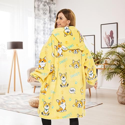 Miniatura 3 de THREE POODLE - Manta con capucha para mujeres, sudadera con capucha Sherpa de gran tamaño para adultos y hombres, mantas con capucha acogedoras