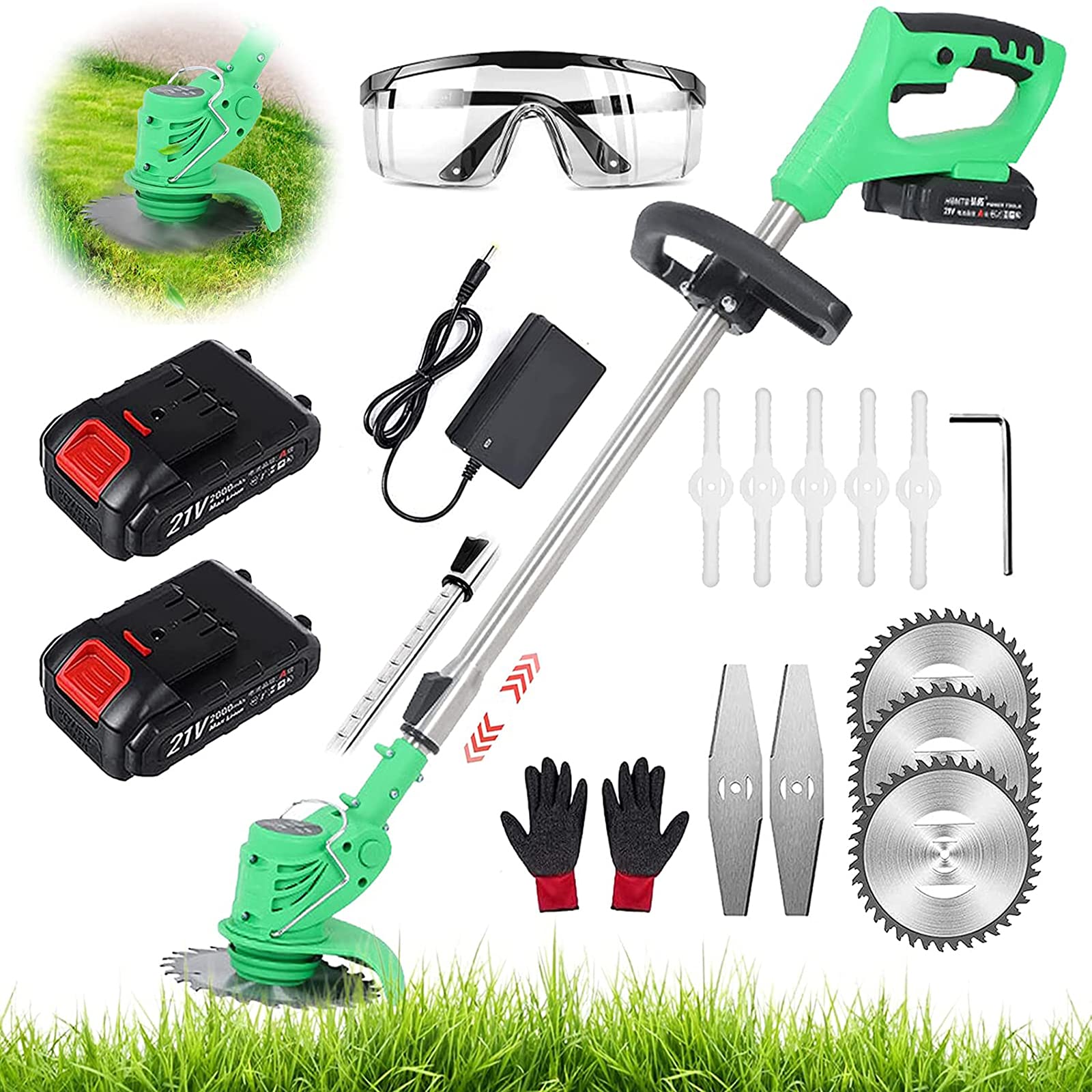 Desmalezadora de jardín, cortadora de césped inalámbrica, herramienta para recortar el césped, cuidado del césped, cabezal de motor giratorio e inclinable ajustable (el ma(Size:Accesorios de recambio)