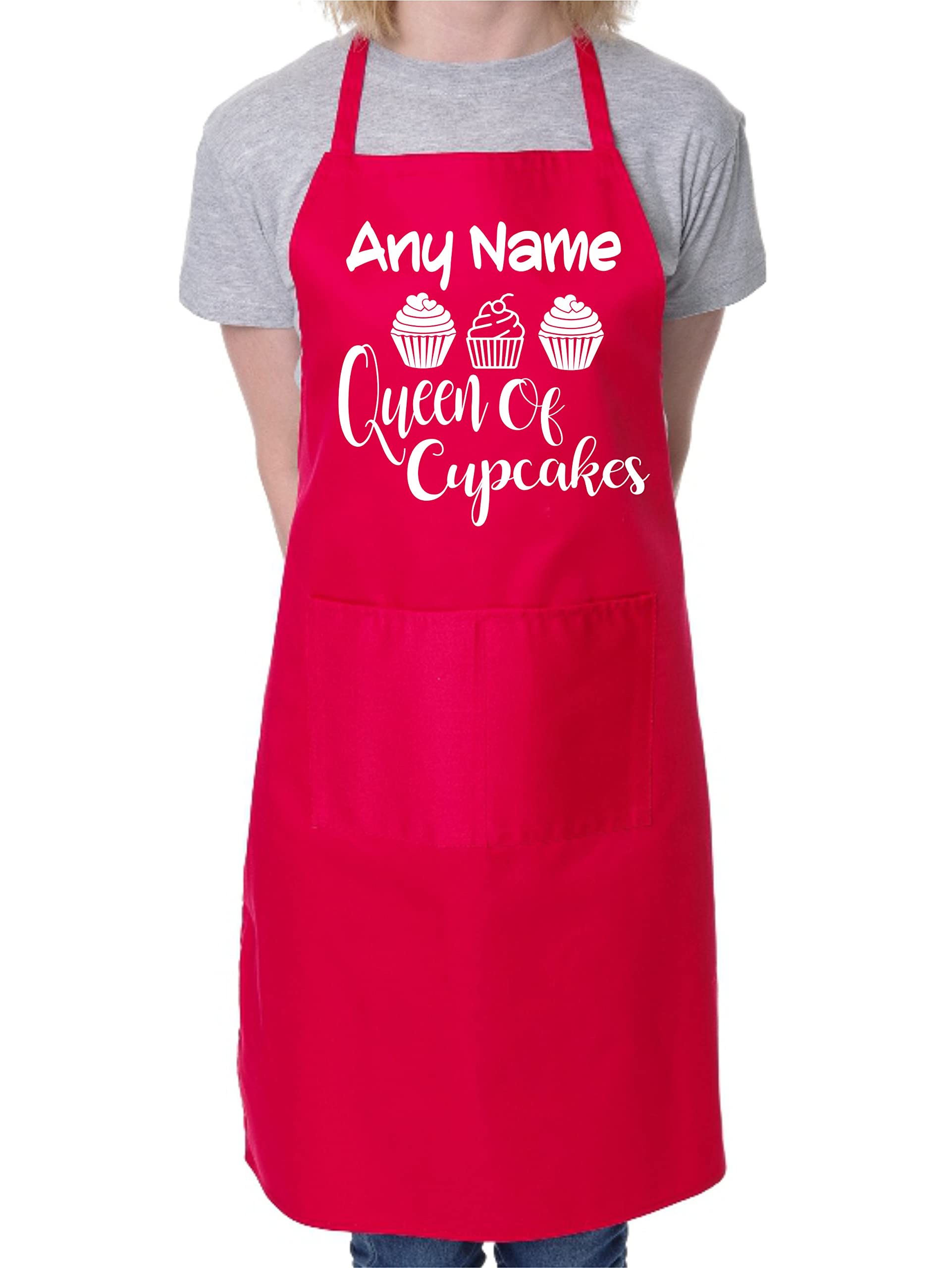 Print4U Personalised Apron Queen Of Cupcakes your Name Here Baking Cooking Red