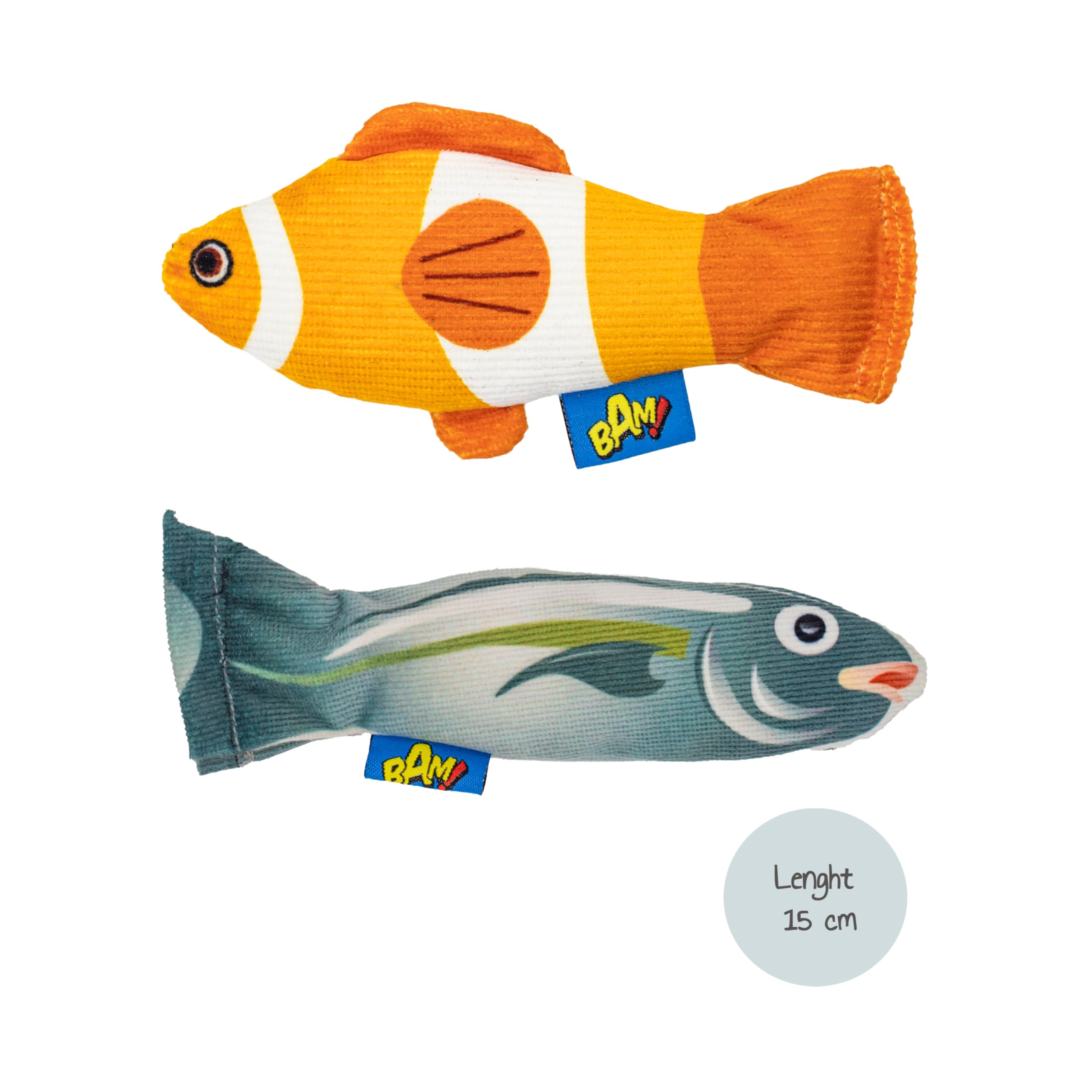 BAM! Catnip Cat Toys - Soft And Durable, Strong Fish Shaped Toy for Cats and Kittens, Bundle of 2, Length 15cm - Image 4