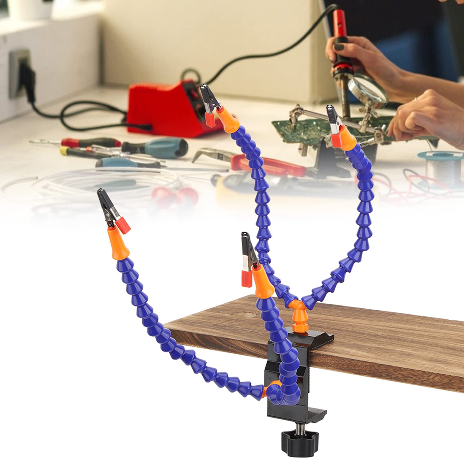 Supporto Multifunzione A 3 Bracci Flessibili - Con Morsetti A Coccodrillo Per Saldatura E Hobby - Foto 8