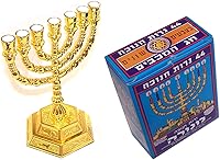 Vista 5 de Holy Land Market Menorá Judía de 7 Ramas - Soporte de Velas de las 12 Tribus de Israel
