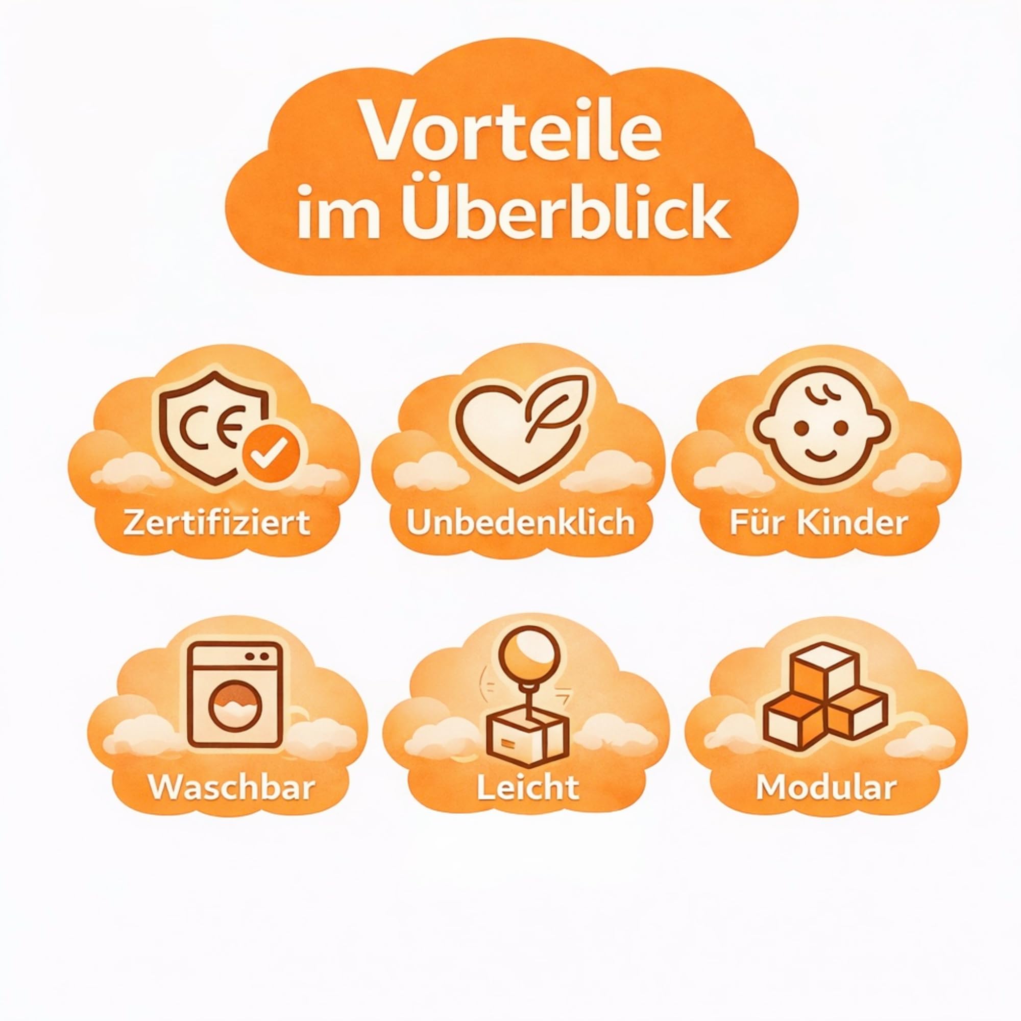11-teiliges Kindersofa klappbar – Spielsofa modular ab 1 Jahr | Montessori Sofa in Grün & Orange | Bodensofa & Schlafsessel für Kinder